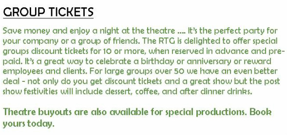 Group Tickets discount for parties of 10 or more